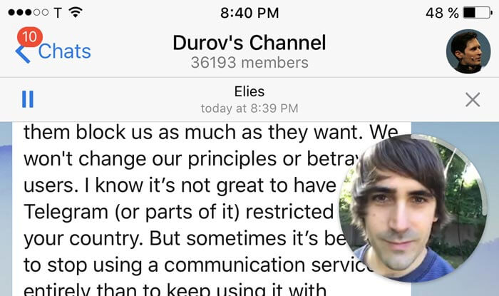Видеосообщение в кружочке - новый тренд Telegram